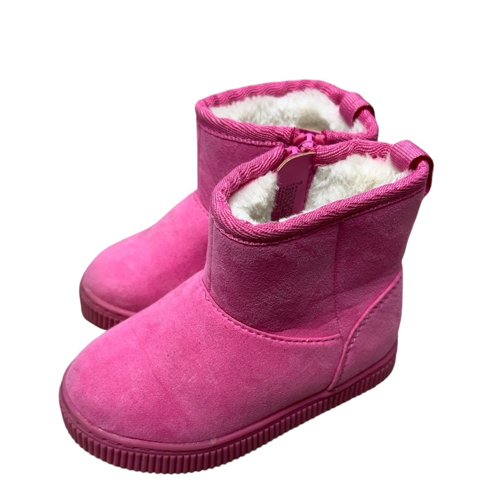 Cat & Jack pink Toddler Girls Arlo Zipper Shearling Style Boots sz 6